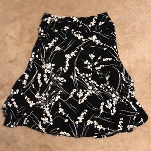 Black and white floral skirt